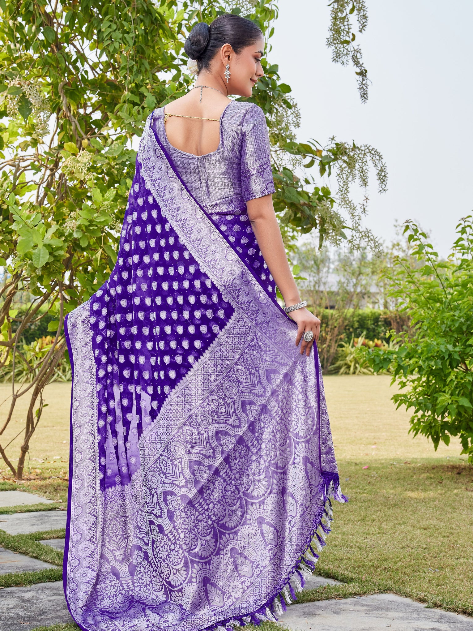 Purple Georgette Saree RAJESH - View 4