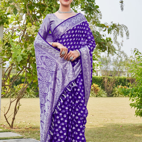 Purple Georgette Saree RAJESH - View 5