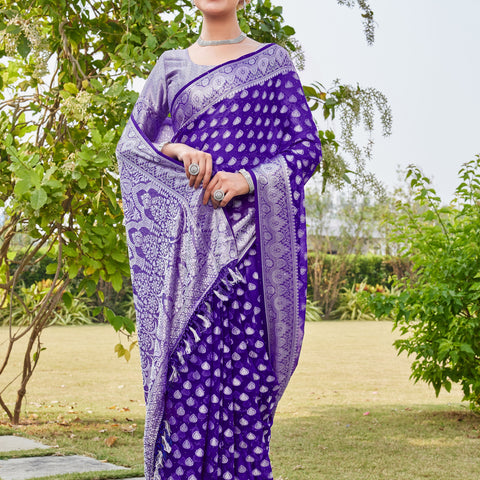 Purple Georgette Saree RAJESH - View 6