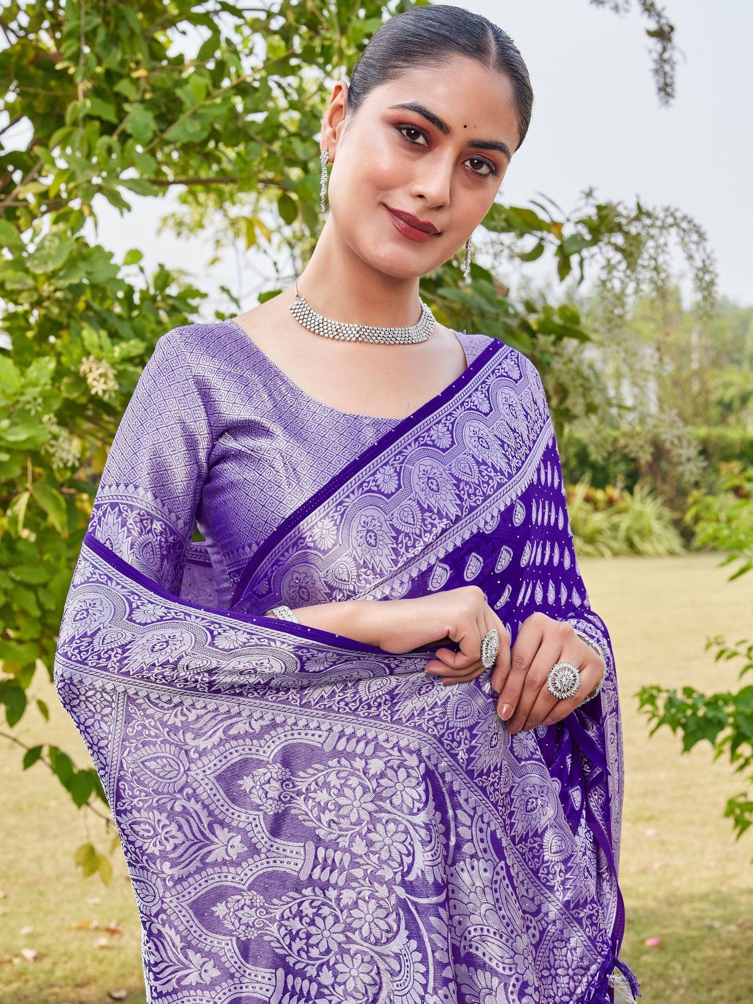 Purple Georgette Saree RAJESH - View 7