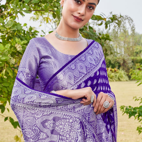 Purple Georgette Saree RAJESH - View 7