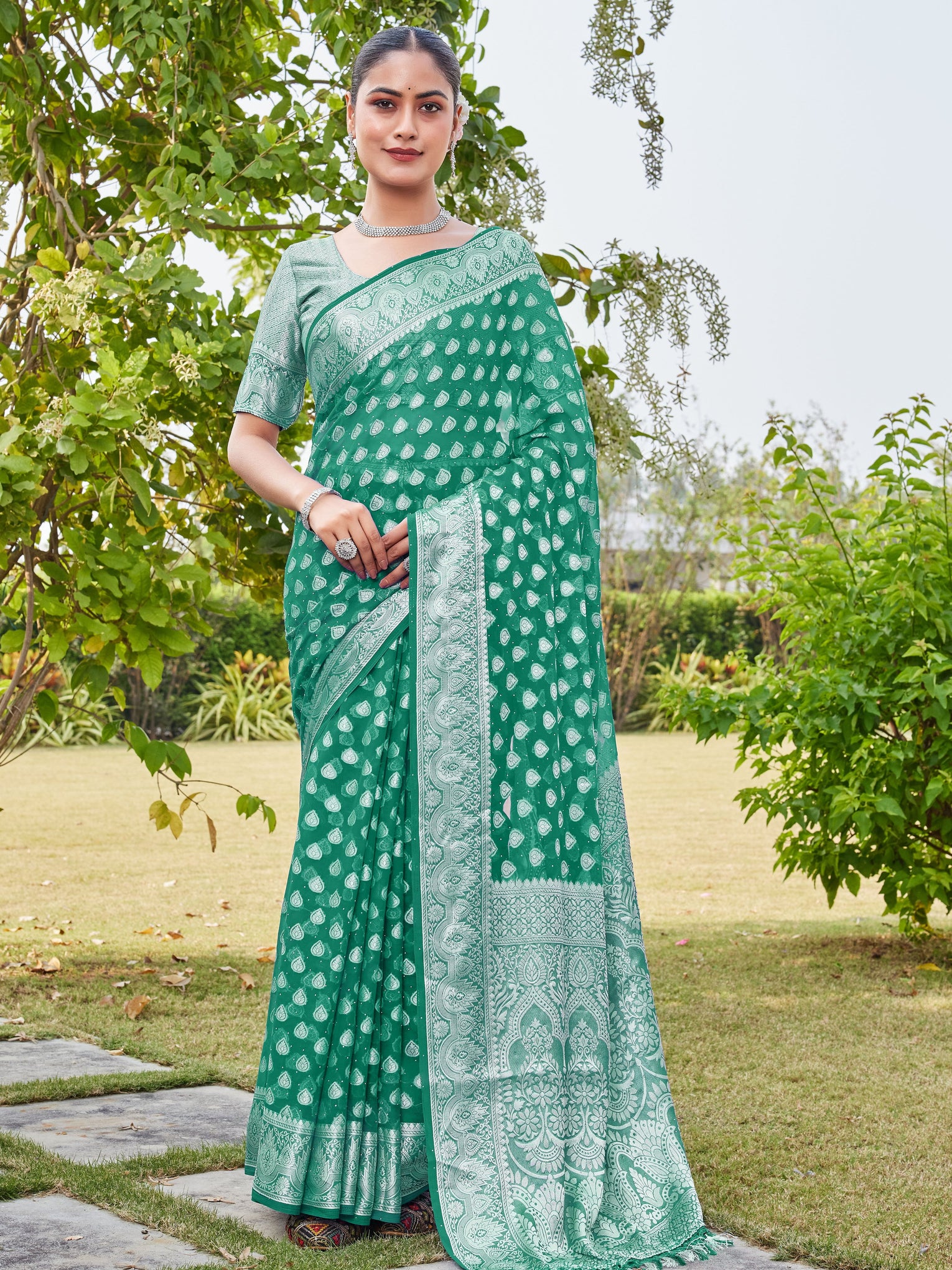 Rama Georgette Saree RAJESH - View 1