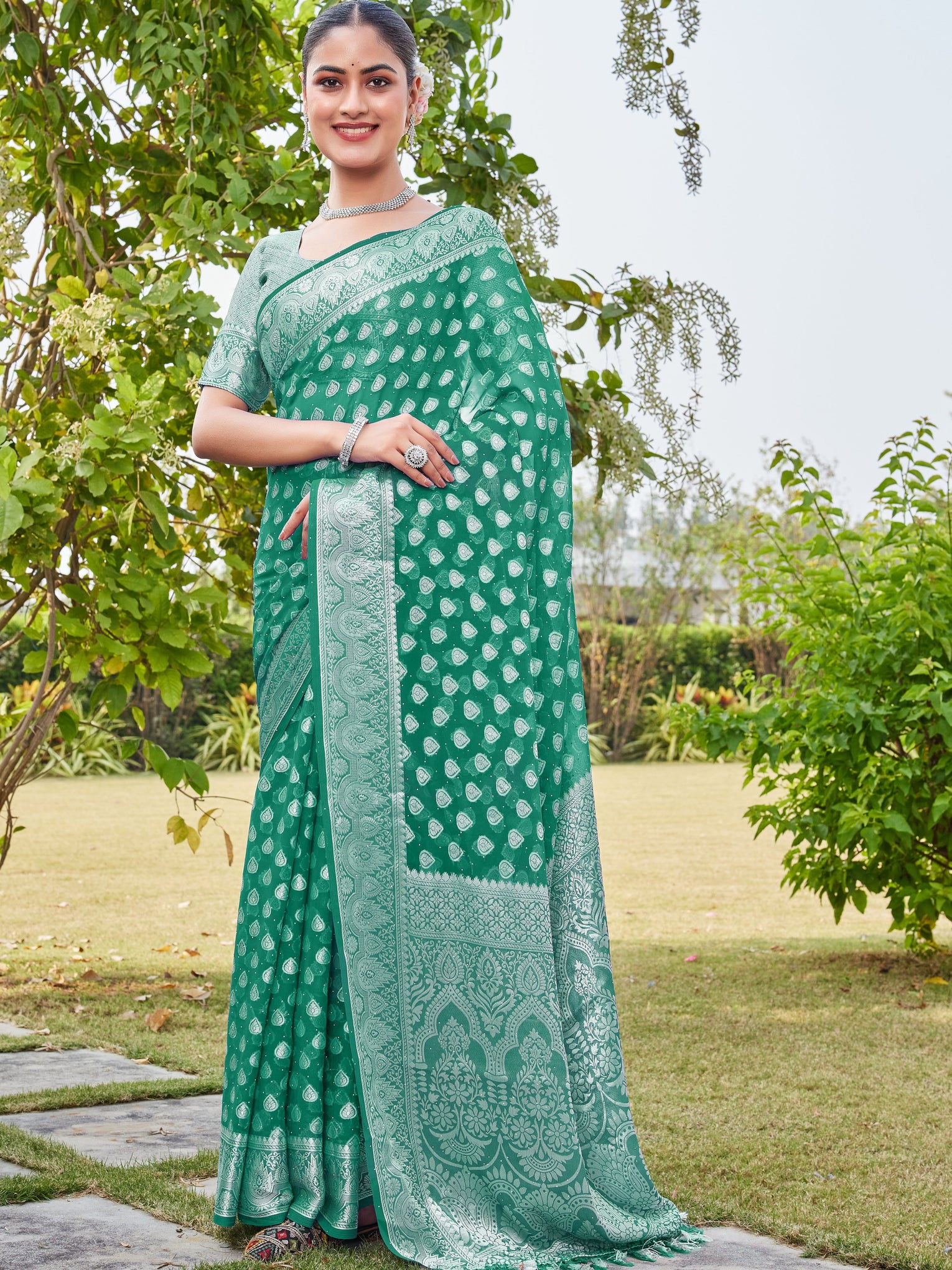 Rama Georgette Saree RAJESH - View 3