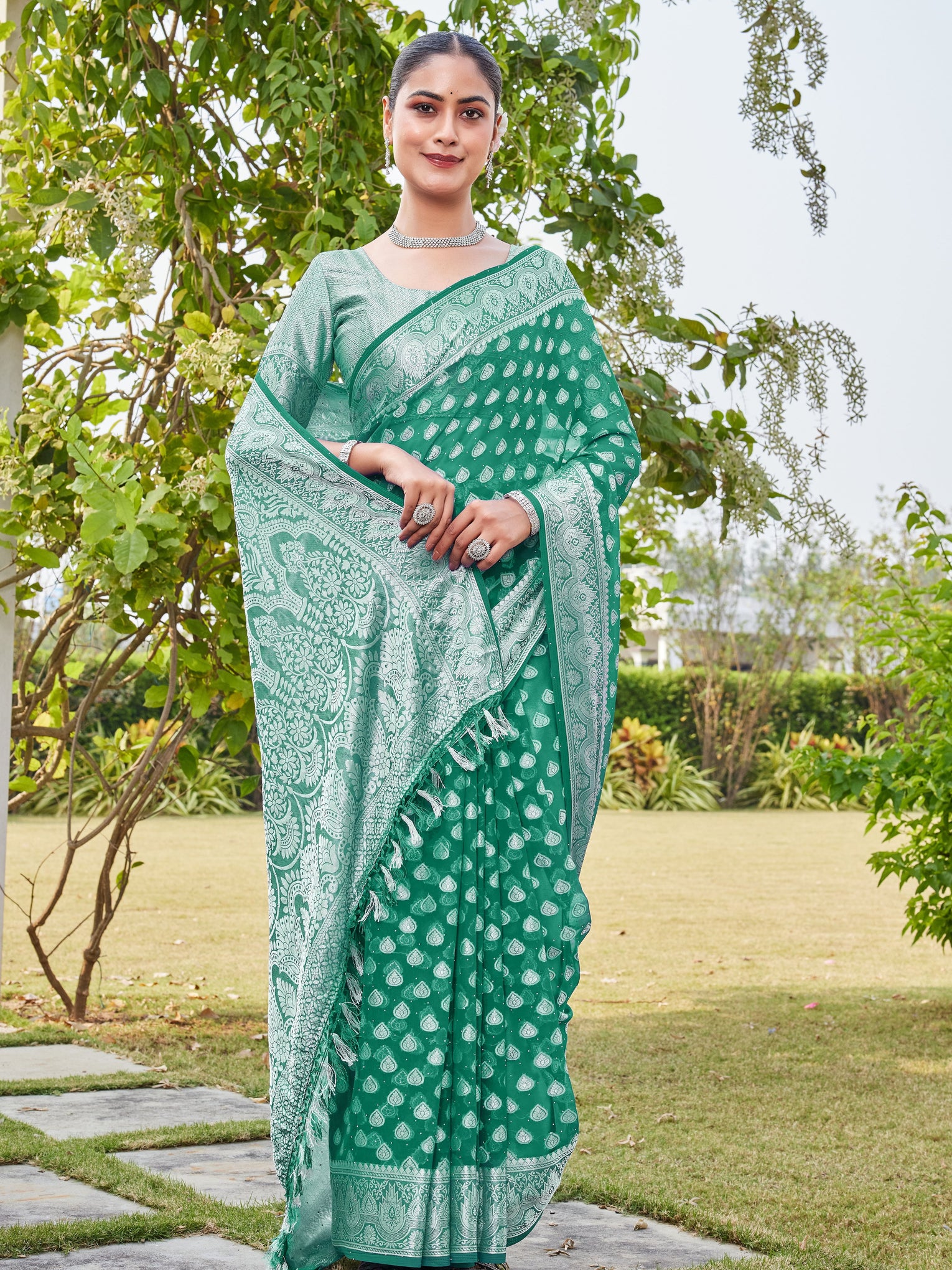 Rama Georgette Saree RAJESH - View 5