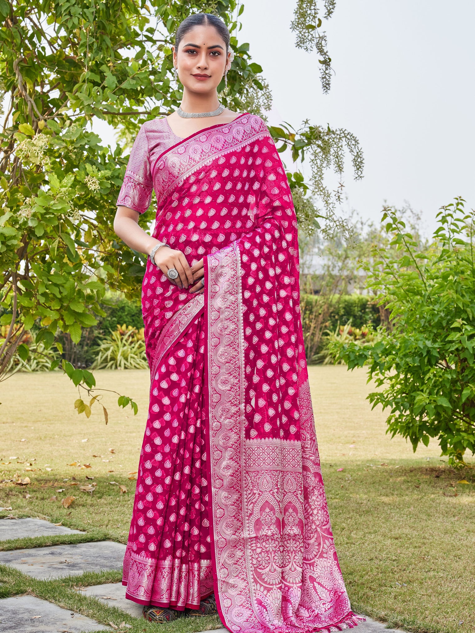 Rani Georgette Saree RAJESH - View 1