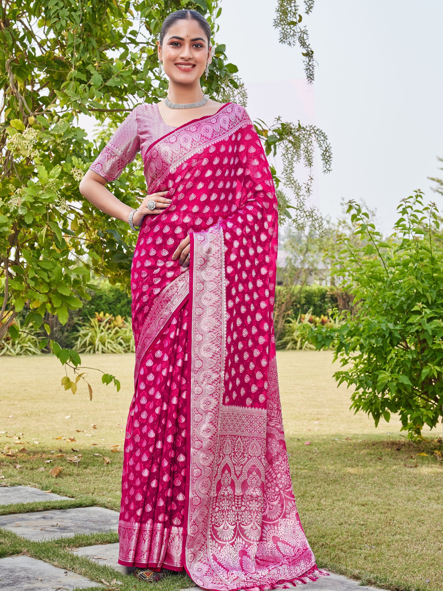 Rani Georgette Saree RAJESH - View 2