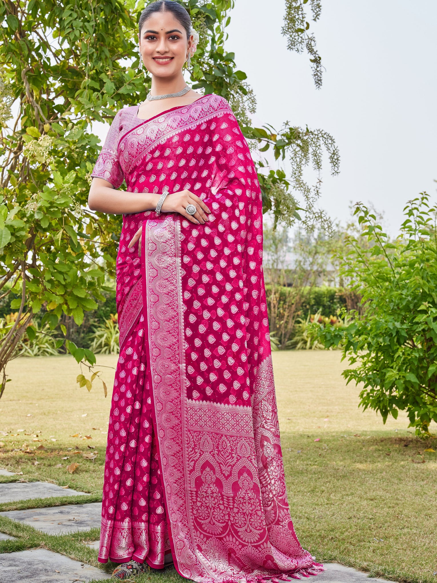 Rani Georgette Saree RAJESH - View 3