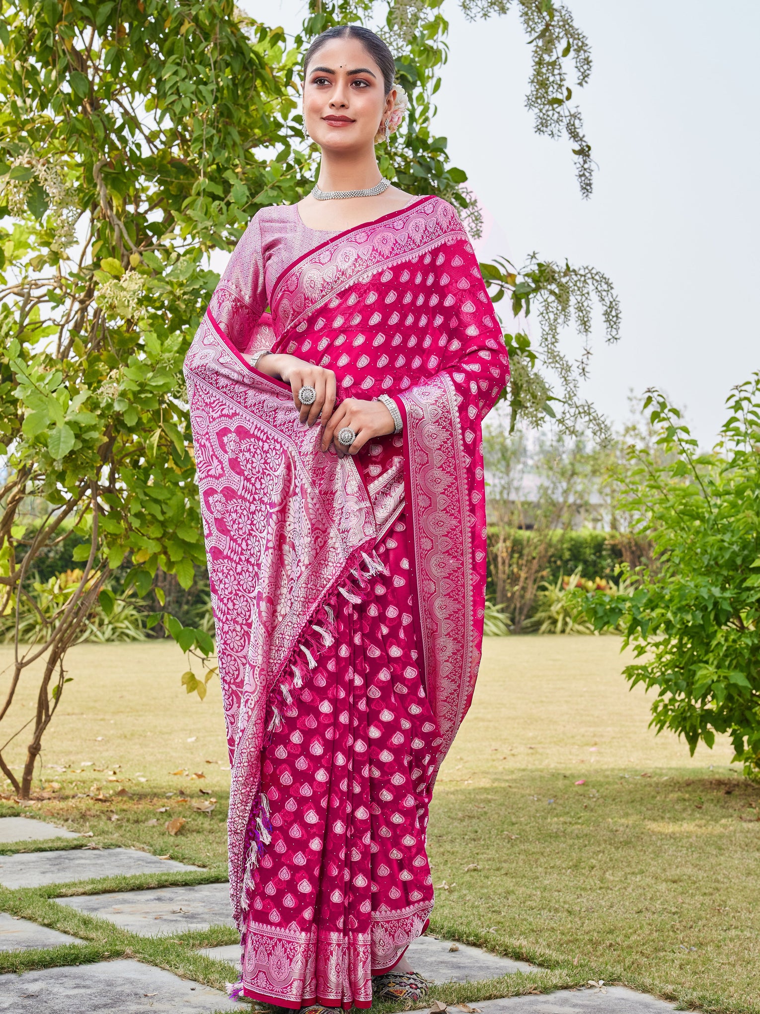 Rani Georgette Saree RAJESH - View 6