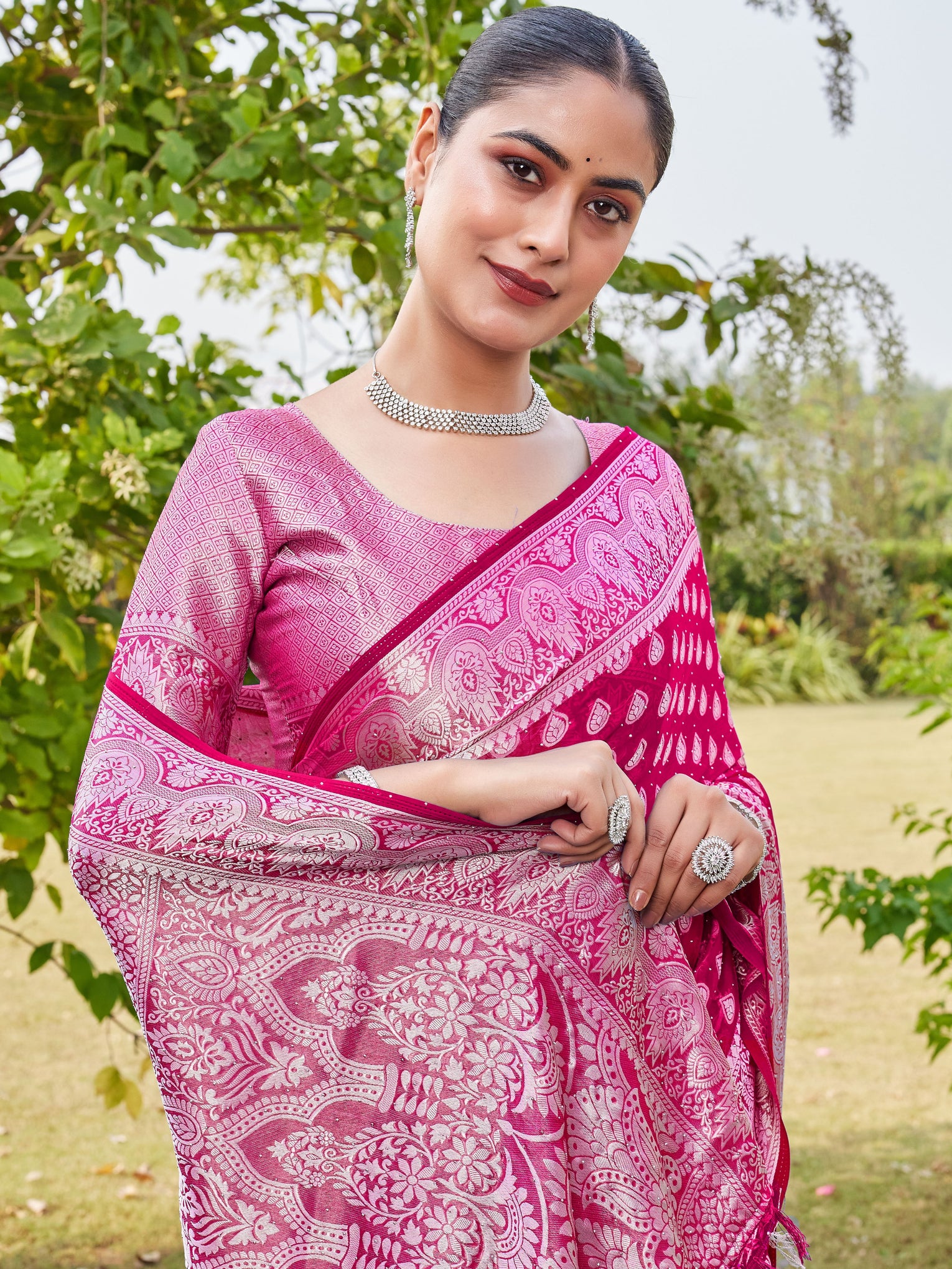 Rani Georgette Saree RAJESH - View 7