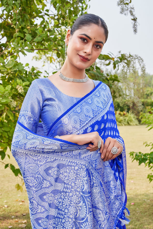 Royal Blue Georgette Saree RAJESH - View 2