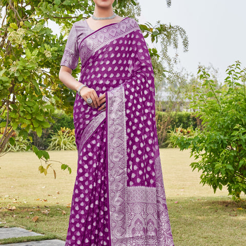 Wine Georgette Saree RAJESH - View 1