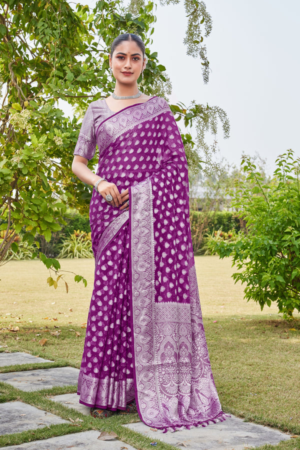 Wine Georgette Saree RAJESH - View 1