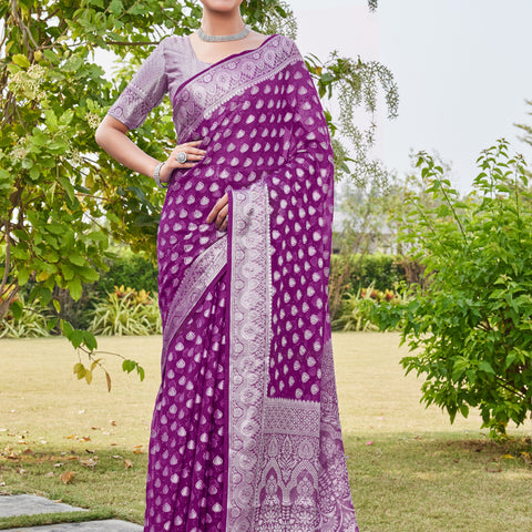 Wine Georgette Saree RAJESH - View 2