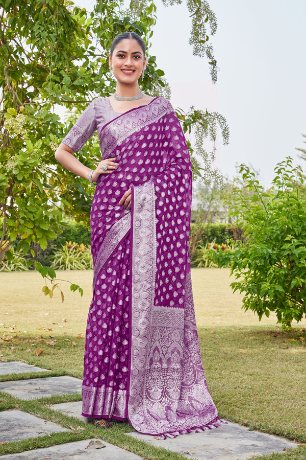 Wine Georgette Saree RAJESH - View 2