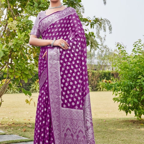 Wine Georgette Saree RAJESH - View 3