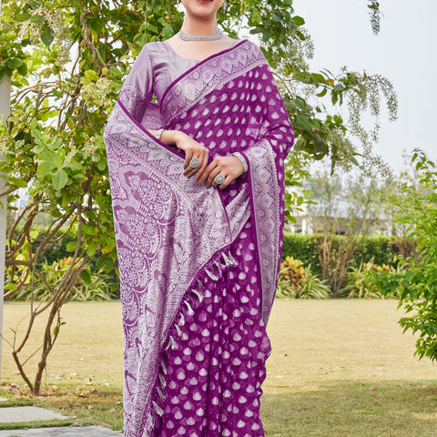 Wine Georgette Saree RAJESH - View 5