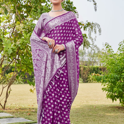 Wine Georgette Saree RAJESH - View 6