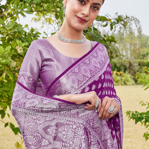 Wine Georgette Saree RAJESH - View 7