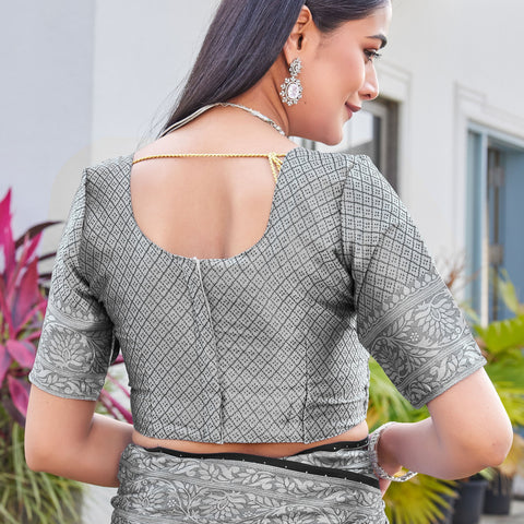 Charcoal Grey Georgette Saree RITU - View 9