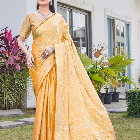 Mustard Gold Georgette Saree RITU - View 1