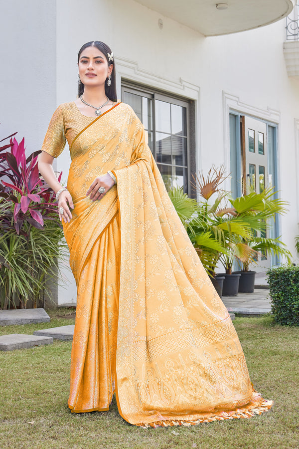 Mustard Gold Georgette Saree RITU - View 1