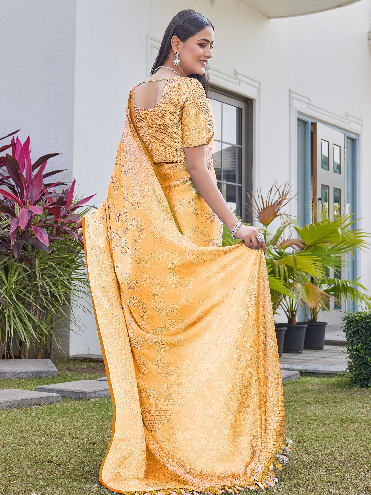 Mustard Gold Georgette Saree RITU - View 4