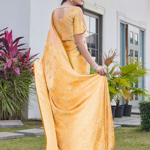 Mustard Gold Georgette Saree RITU - View 4