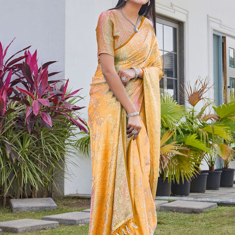 Mustard Gold Georgette Saree RITU - View 6