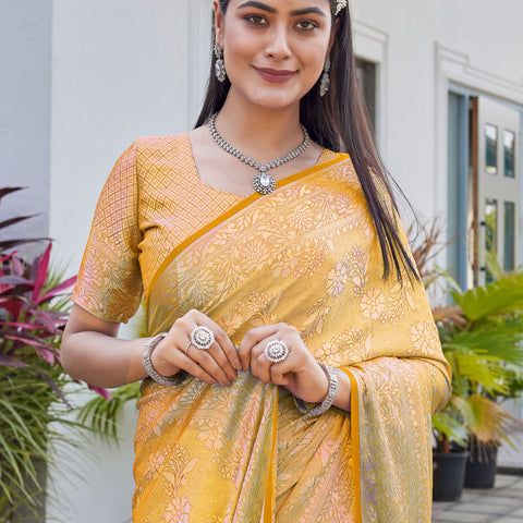 Mustard Gold Georgette Saree RITU - View 7