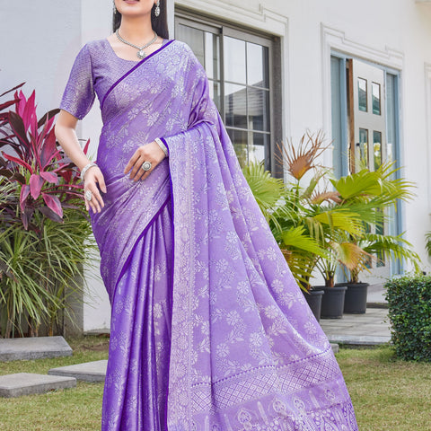 Lavender Purple Georgette Saree RITU - View 1