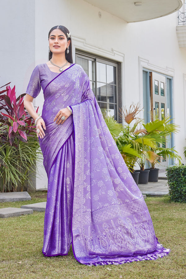 Lavender Purple Georgette Saree RITU - View 1