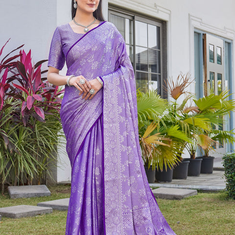 Lavender Purple Georgette Saree RITU - View 2