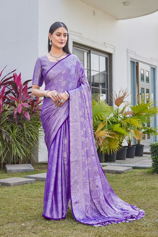 Lavender Purple Georgette Saree RITU - View 2