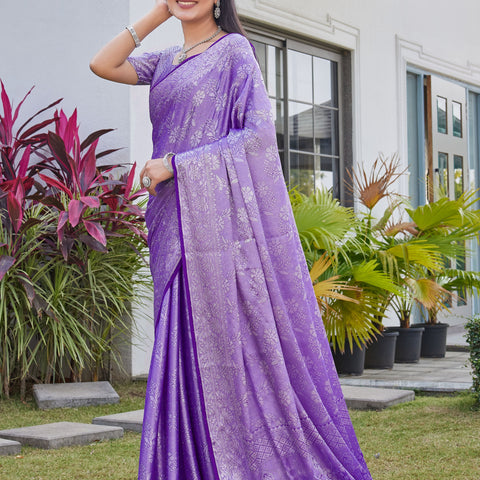 Lavender Purple Georgette Saree RITU - View 3