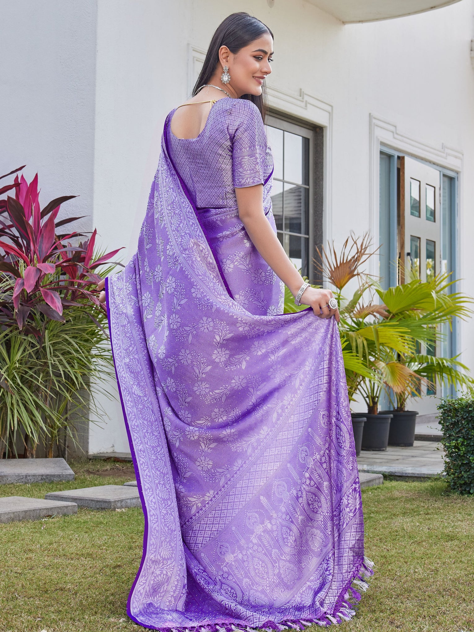 Lavender Purple Georgette Saree RITU - View 4