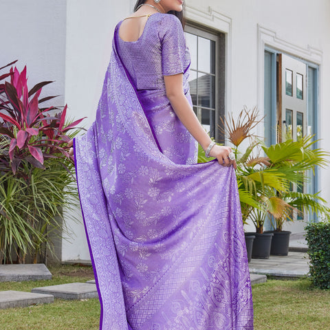 Lavender Purple Georgette Saree RITU - View 4