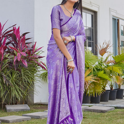 Lavender Purple Georgette Saree RITU - View 6