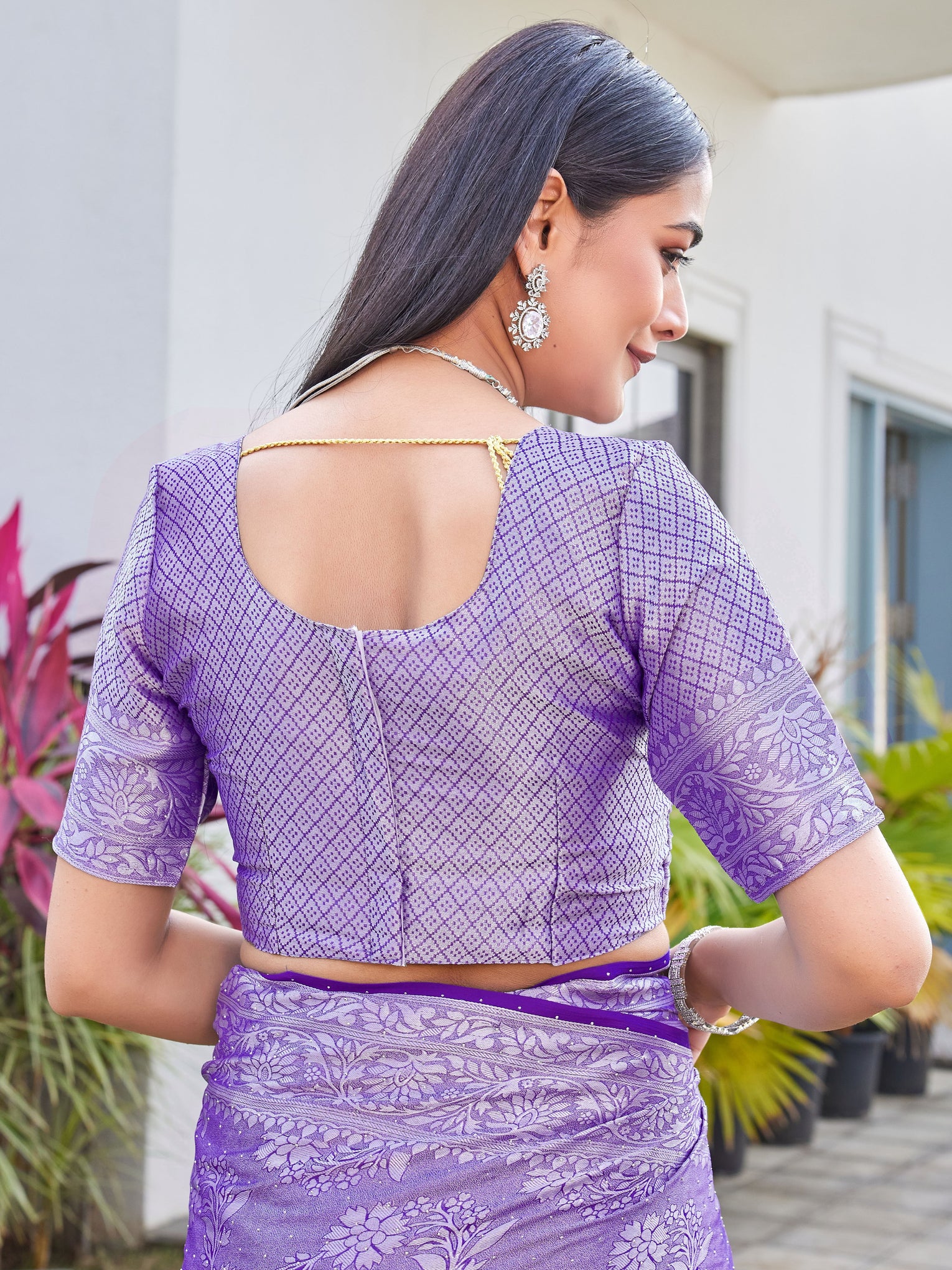 Lavender Purple Georgette Saree RITU - View 9