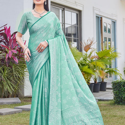 Mint Green Georgette Saree RITU - View 1