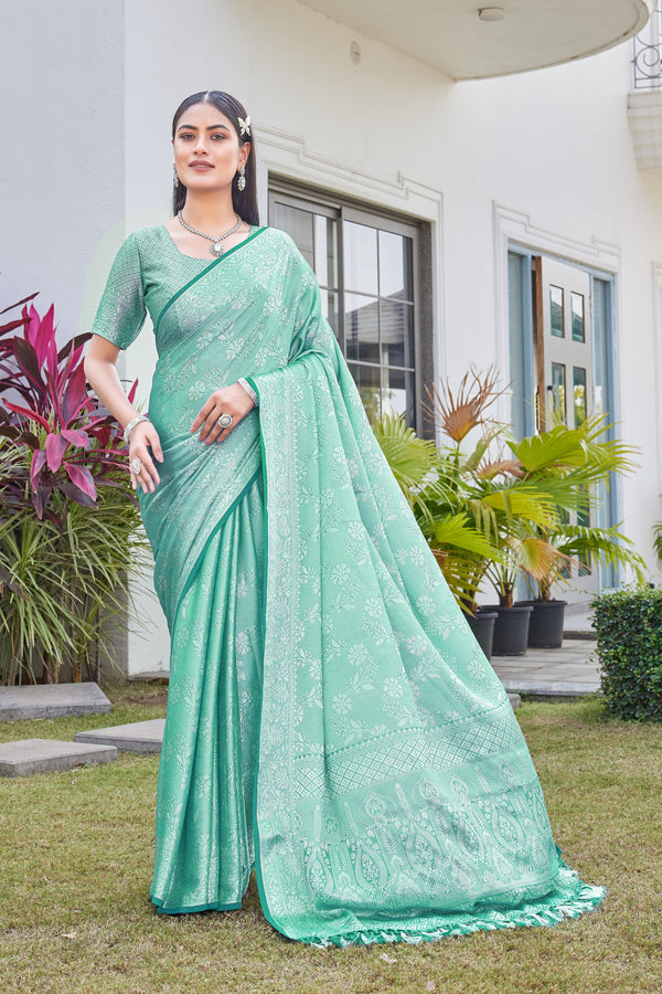 Mint Green Georgette Saree RITU - View 1