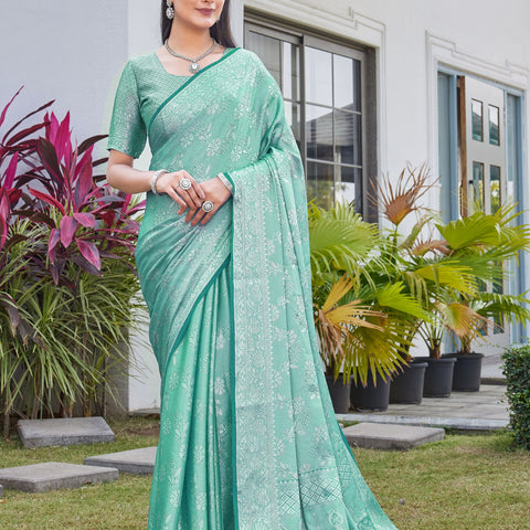 Mint Green Georgette Saree RITU - View 2