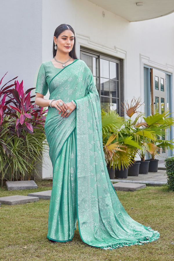 Mint Green Georgette Saree RITU - View 2