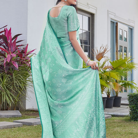 Mint Green Georgette Saree RITU - View 4