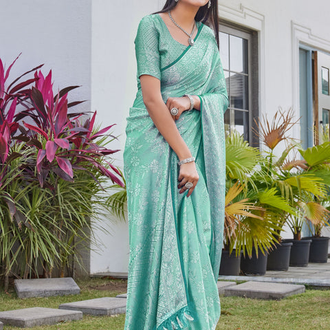 Mint Green Georgette Saree RITU - View 6