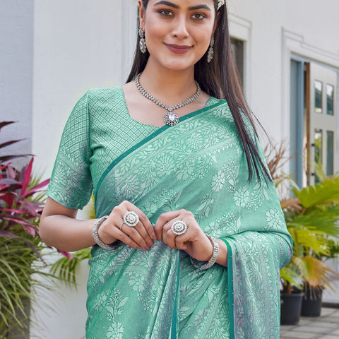 Mint Green Georgette Saree RITU - View 7