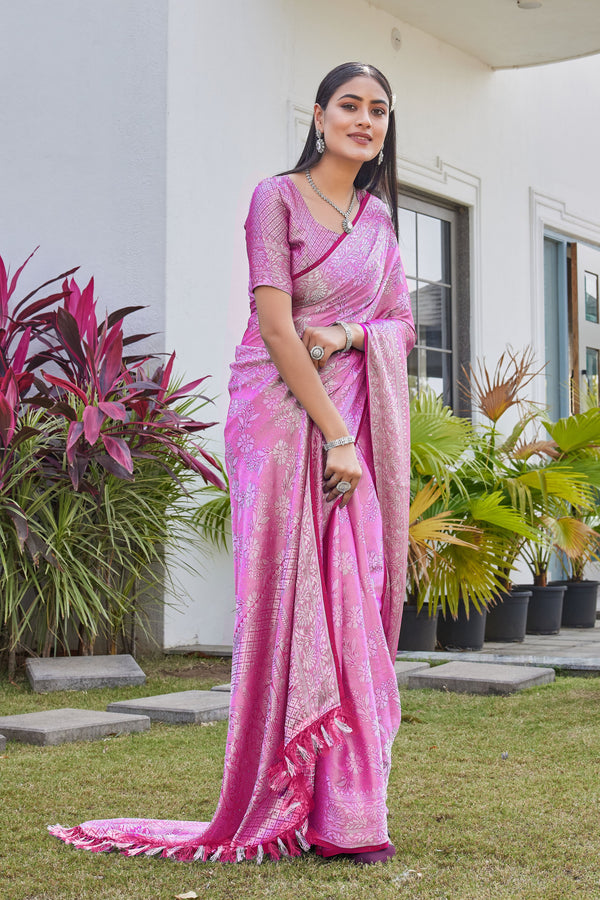 Rani Pink Georgette Saree RITU - View 1