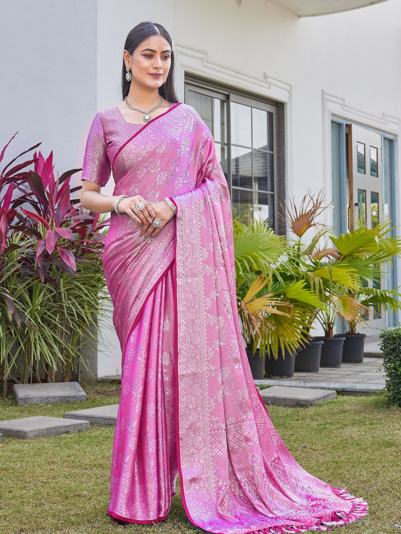 Rani Pink Georgette Saree RITU - View 3