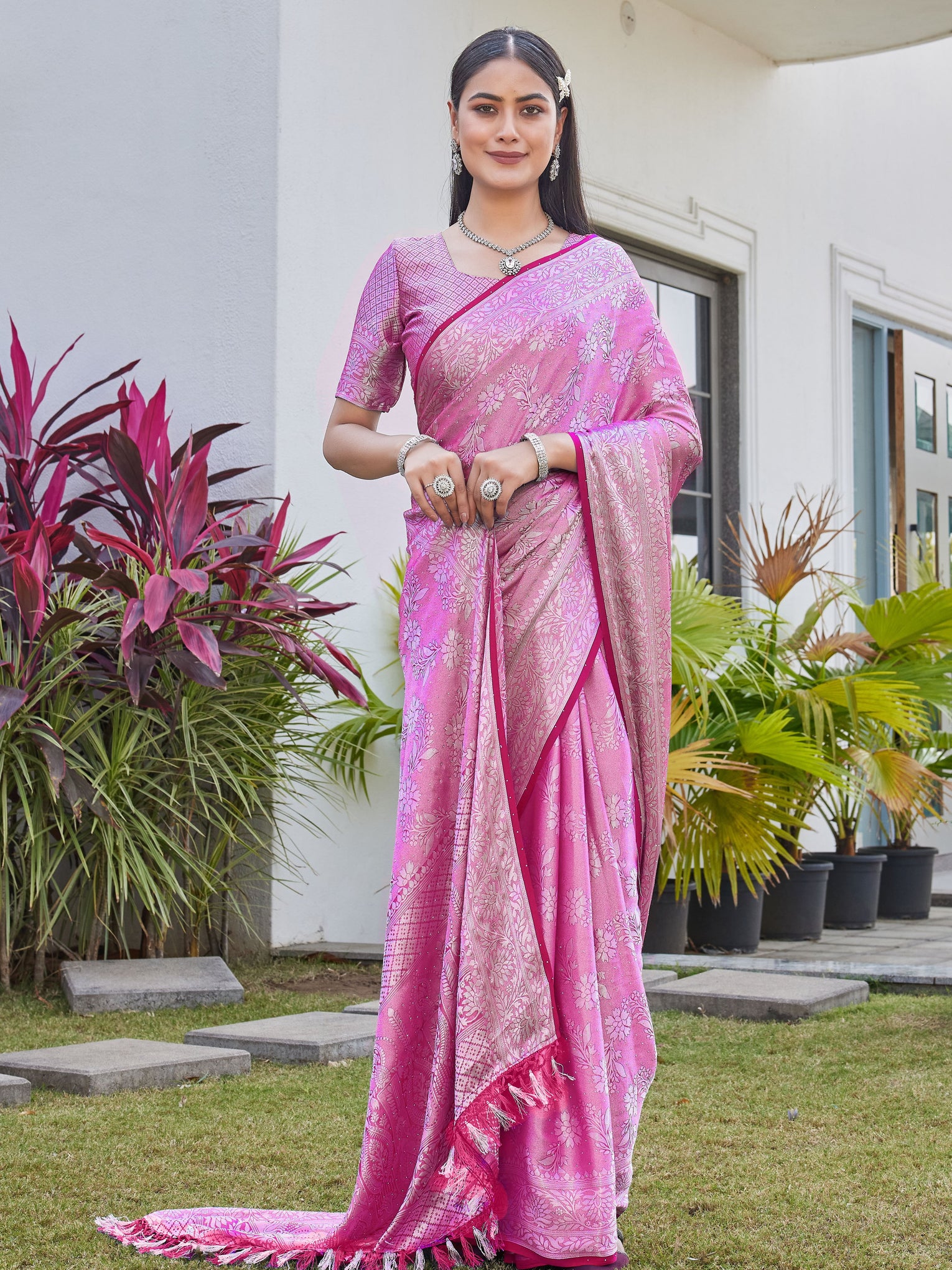Rani Pink Georgette Saree RITU - View 6