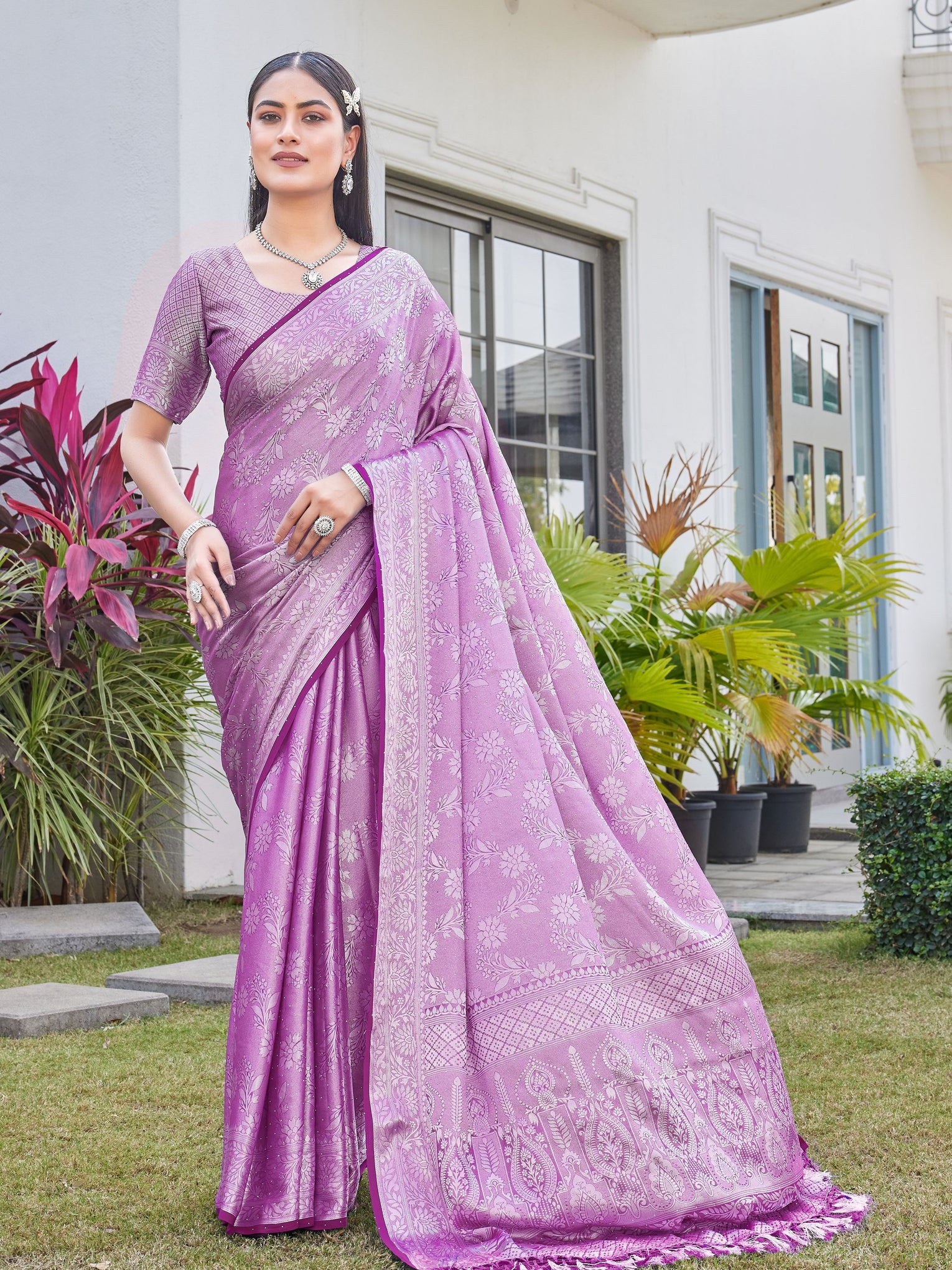 Mauve Georgette Saree RITU - View 1