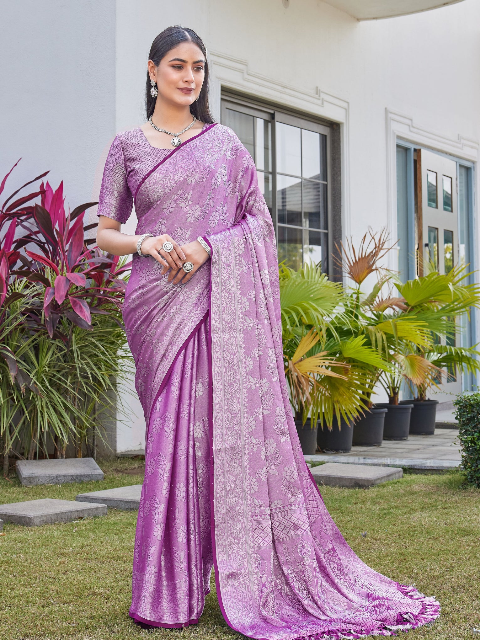 Mauve Georgette Saree RITU - View 2